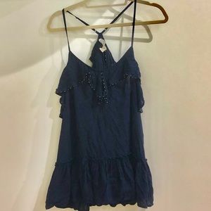 Free people beaded ruffle tank top